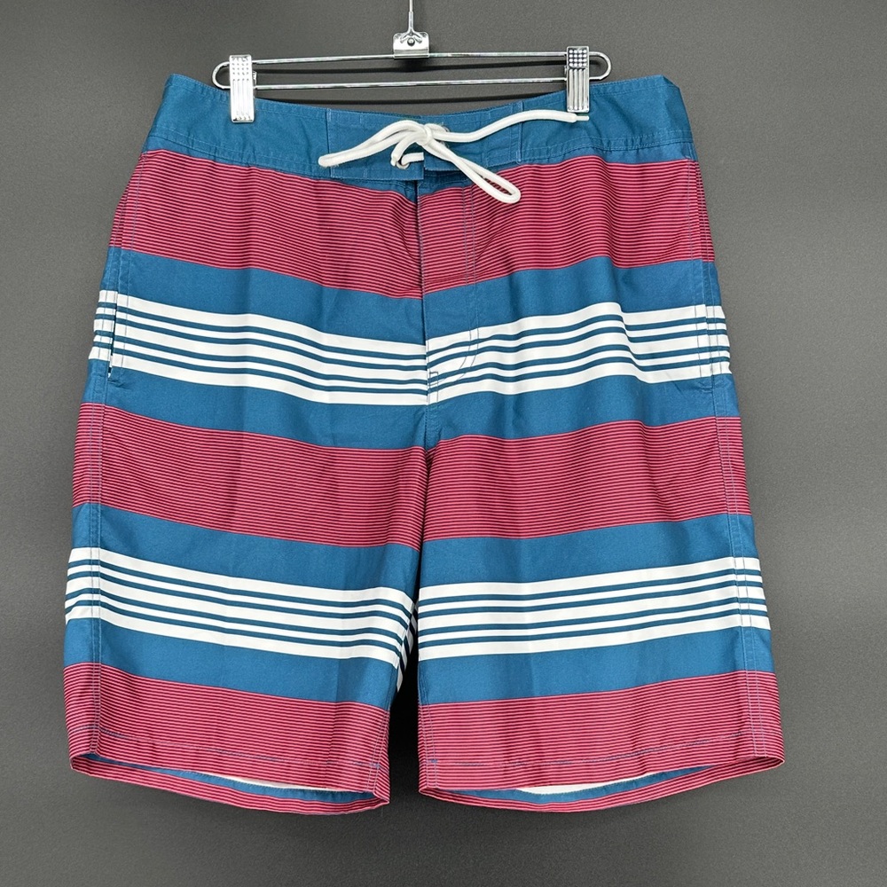 GAP Men's Blue and Red Striped Board Shorts